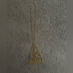 Elegant Gold and Blue Pendant Necklace